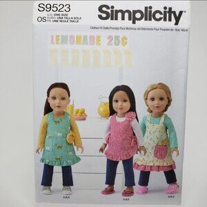 Simplicity S9523 Sewing Pattern for 18" Doll Clothes New Factory Folded FF